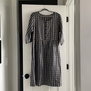 Pyne & Smith XL - Islay check - model 12 - linen midi dress